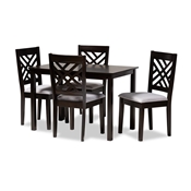 Baxton Studio Caron Modern and Contemporary Gray Fabric Upholstered Espresso Brown Finished Wood 5-Piece Dining Set